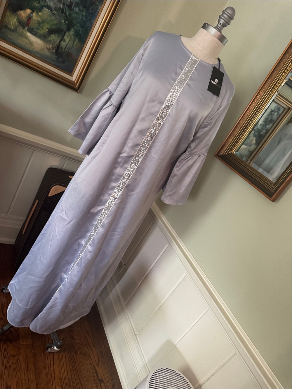 STYLEWE Maxi Caftan Formal Dress Women Size Medium Silver angel costume